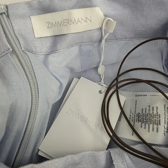 Zimmermann Pale Blue Hand-Painted Floral High-Waist Shorts - Picture 5 of 6